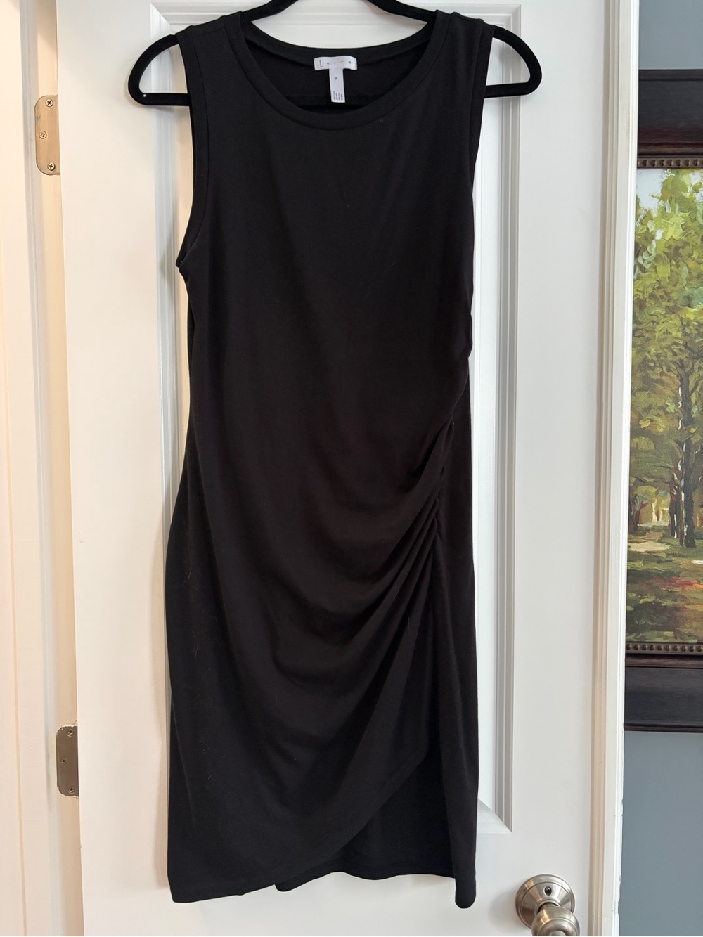 Leith Black Sleeveless Ruched Sheath Dress